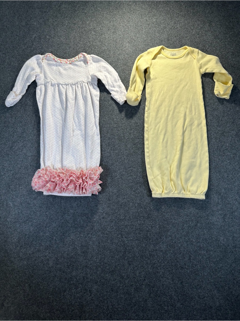 Baby Long Sleeve Ruffle Hem Sleep Gown - Yellow sleep gown